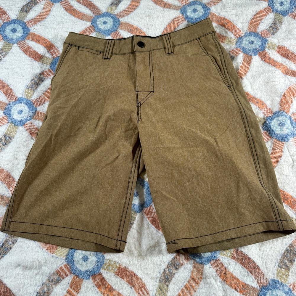 Distortion Mens Hybrid Walk Shorts Brown Tan Heathered Stretch Size Medium